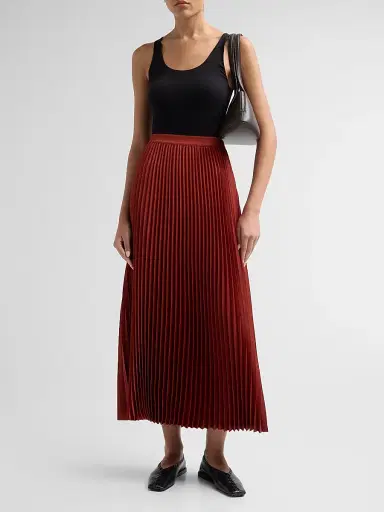 Elie Tahari Women's Rowyn Pleated Midi-Skirt - Toasted Saffron | Thumbnail 2