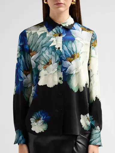 Elie Tahari Women's Madeline Floral Silk-Blend Blouse - Twilight Floral Print | Thumbnail 5