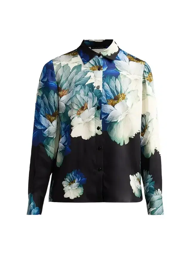 Elie Tahari Women's Madeline Floral Silk-Blend Blouse - Twilight Floral Print