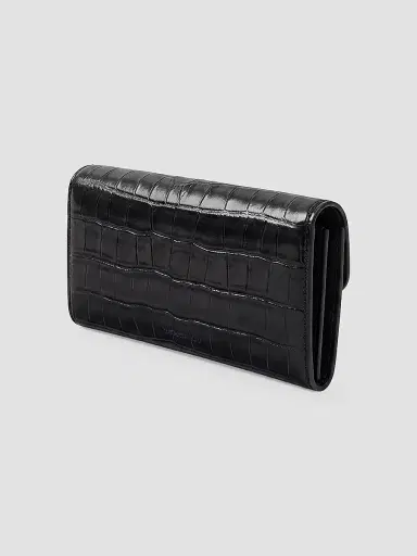 Veronica Beard Women's Croc-Embossed Leather Crossbody Wallet - Black | Thumbnail 2 Veronica Beard Women's Croc-Embossed Leather Crossbody Wallet - Black | Thumbnail 2