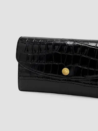 Veronica Beard Women's Croc-Embossed Leather Crossbody Wallet - Black | Thumbnail 3 Veronica Beard Women's Croc-Embossed Leather Crossbody Wallet - Black | Thumbnail 3