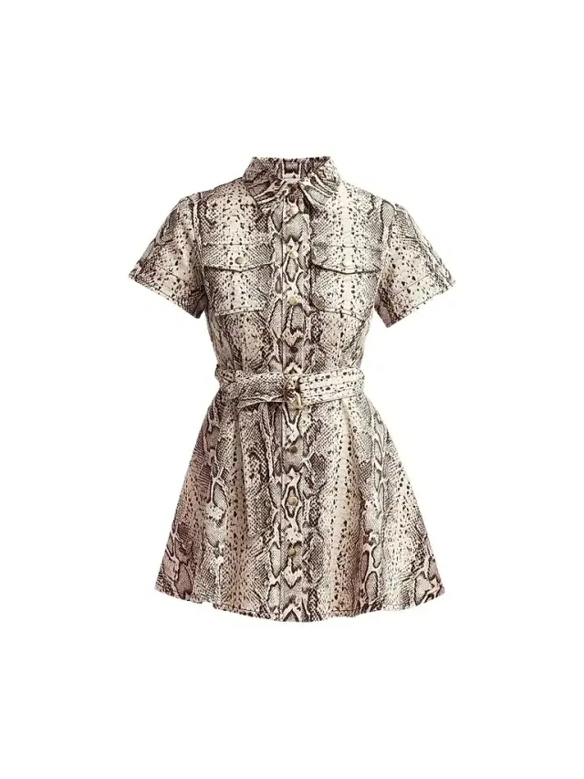 Cara Cara Women's Walter Snakeskin-Printed Cotton Canvas Mini Dress - Classic Snake Grey