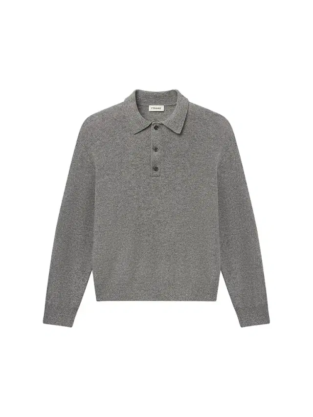 Frame Men's Boiled Wool Polo Sweater - Grey Melange