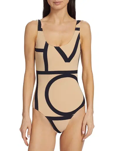 TOTEME Women's Monogram One-Piece Swimsuit - Tofu Black Monogram | Thumbnail 3 TOTEME Women's Monogram One-Piece Swimsuit - Tofu Black Monogram | Thumbnail 3