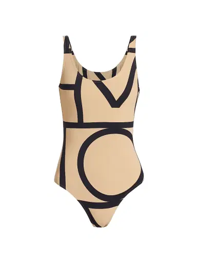 TOTEME Women's Monogram One-Piece Swimsuit - Tofu Black Monogram | Thumbnail 1 TOTEME Women's Monogram One-Piece Swimsuit - Tofu Black Monogram | Thumbnail 1