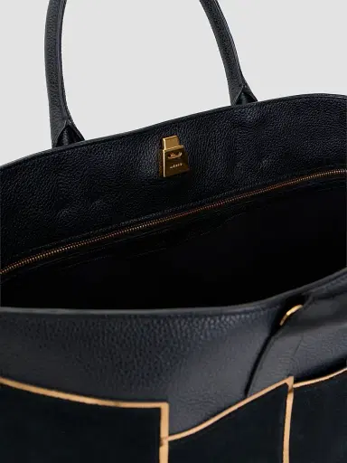 Akris punto Women's Ai Metallic Patchwork Leather Top-Handle Bag - Gold Black | Thumbnail 4 Akris punto Women's Ai Metallic Patchwork Leather Top-Handle Bag - Gold Black | Thumbnail 4