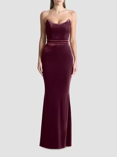 Zhivago Women's Reine De Reinettes Velvet Strapless Gown - Mauve - Size 12 | Thumbnail 2