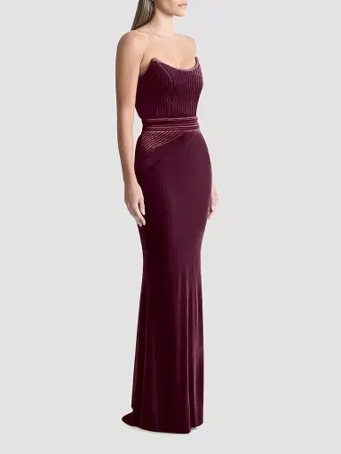 Zhivago Women's Reine De Reinettes Velvet Strapless Gown - Mauve - Size 12 | Thumbnail 4