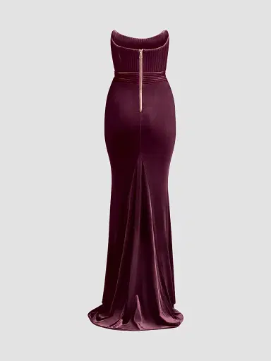 Zhivago Women's Reine De Reinettes Velvet Strapless Gown - Mauve - Size 12 | Thumbnail 5