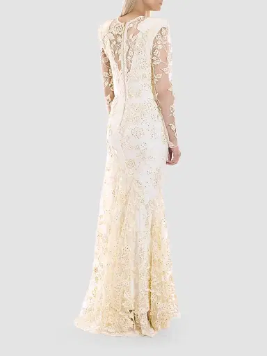 Zhivago Women's Poetry Remains Sequin-Embellished Mermaid Gown - Ivory - Size 12 | Thumbnail 3