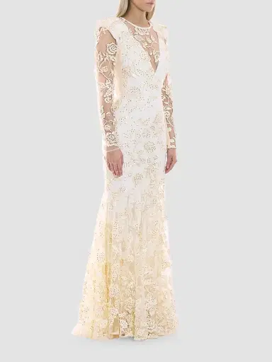 Zhivago Women's Poetry Remains Sequin-Embellished Mermaid Gown - Ivory - Size 12 | Thumbnail 4