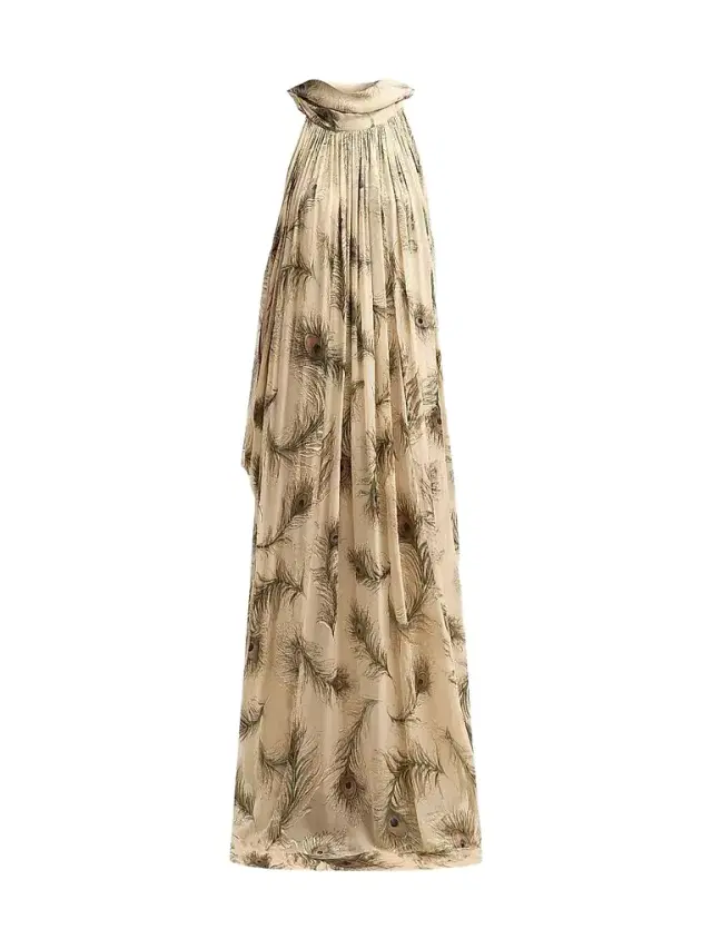 Zimmermann Women's Ascent Burnout Feather Halterneck Gown