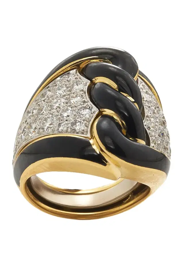 DAVID WEBB Diamond Black Rope Ring