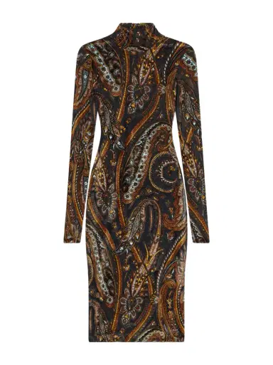 Etro Printed stretch-velvet knee-length dress | Thumbnail 1