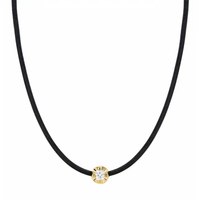 Jennifer Meyer Illusion Set Diamond and Leather Cord Necklace