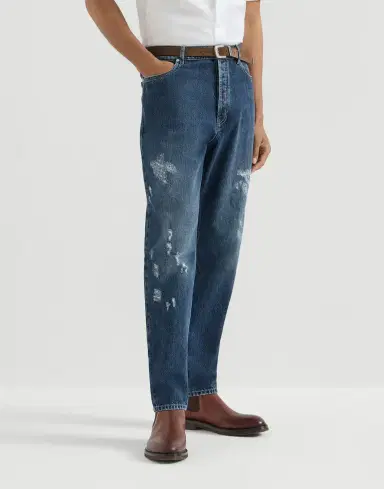 Brunello Cucinelli Denim iconic fit five-pocket trousers with rips | Thumbnail 2 Brunello Cucinelli Denim iconic fit five-pocket trousers with rips | Thumbnail 2