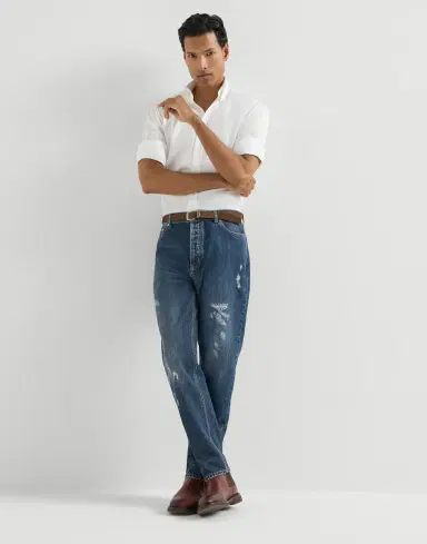 Brunello Cucinelli Denim iconic fit five-pocket trousers with rips | Thumbnail 5 Brunello Cucinelli Denim iconic fit five-pocket trousers with rips | Thumbnail 5