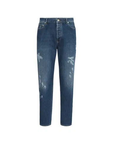 Brunello Cucinelli Denim iconic fit five-pocket trousers with rips | Thumbnail 1 Brunello Cucinelli Denim iconic fit five-pocket trousers with rips | Thumbnail 1