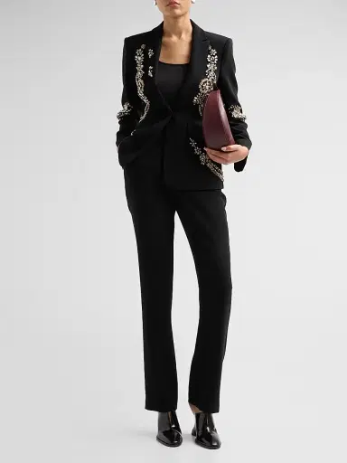 Cinq à Sept Women's Cheyenne Crystal Cascade Blazer - Black | Thumbnail 2