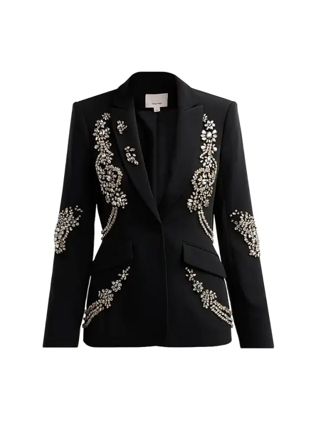 Cinq à Sept Women's Cheyenne Crystal Cascade Blazer - Black