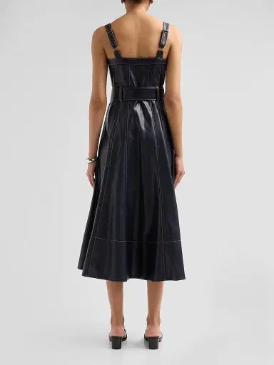 Cinq à Sept Women's Vega Faux-Leather Midi Dress - Navy Amber | Thumbnail 3