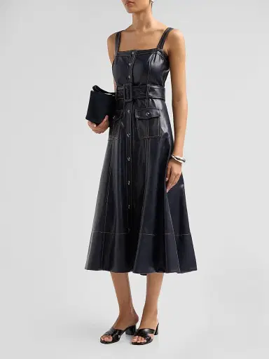 Cinq à Sept Women's Vega Faux-Leather Midi Dress - Navy Amber | Thumbnail 4