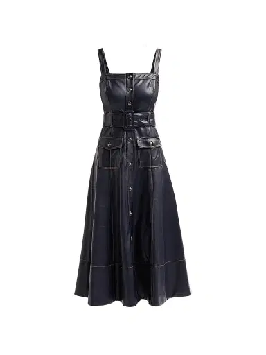 Cinq à Sept Women's Vega Faux-Leather Midi Dress - Navy Amber | Thumbnail 1