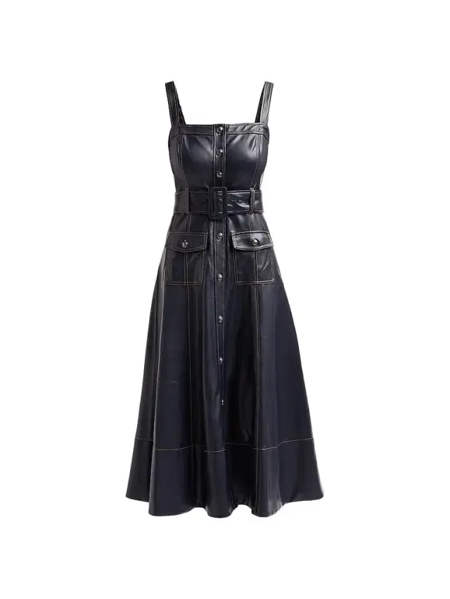 Cinq à Sept Women's Vega Faux-Leather Midi Dress - Navy Amber