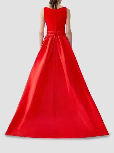 Carolina Herrera Women's Boatneck Silk Overskirt Column Gown - Red - Size 10 | Thumbnail 4 Carolina Herrera Women's Boatneck Silk Overskirt Column Gown - Red - Size 10 | Thumbnail 4