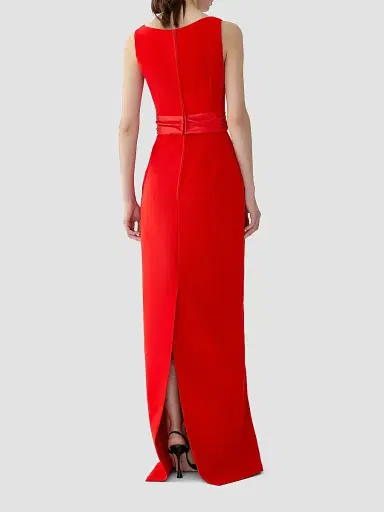 Carolina Herrera Women's Boatneck Silk Overskirt Column Gown - Red - Size 10 | Thumbnail 5 Carolina Herrera Women's Boatneck Silk Overskirt Column Gown - Red - Size 10 | Thumbnail 5