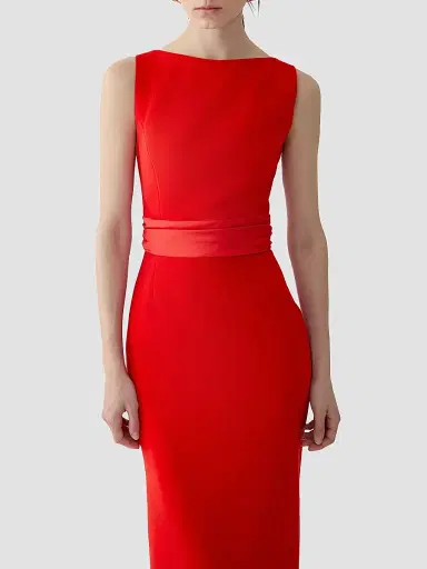 Carolina Herrera Women's Boatneck Silk Overskirt Column Gown - Red - Size 10 | Thumbnail 7 Carolina Herrera Women's Boatneck Silk Overskirt Column Gown - Red - Size 10 | Thumbnail 7