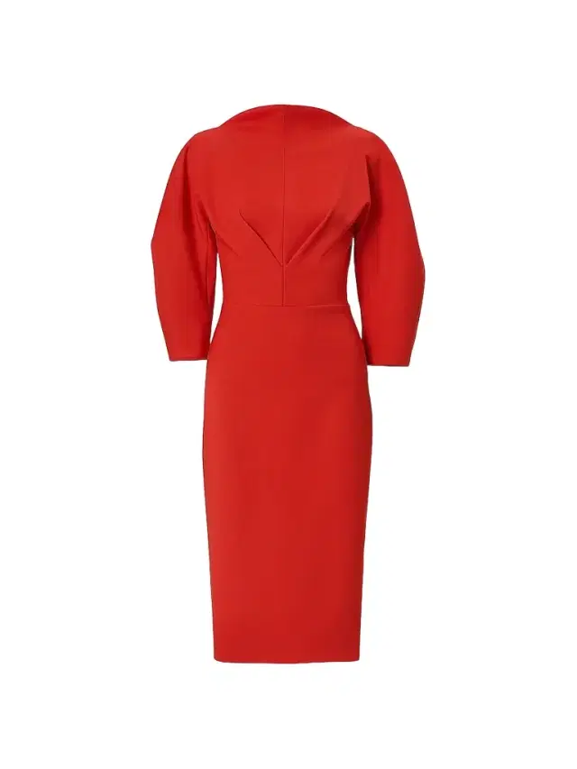 Carolina Herrera Women's Draped Stretch Wool Sheath Midi Dress - Chili Red
