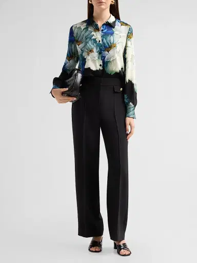 Elie Tahari Women's Isla High-Rise Straight-Leg Pants - Noir | Thumbnail 2