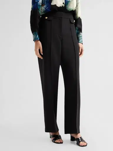 Elie Tahari Women's Isla High-Rise Straight-Leg Pants - Noir | Thumbnail 4