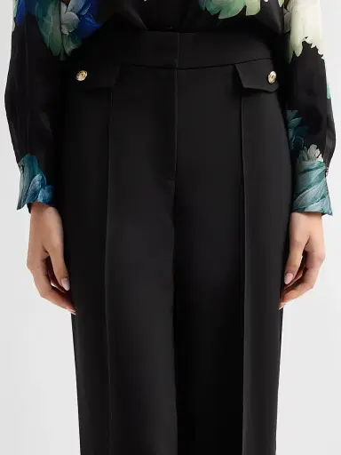 Elie Tahari Women's Isla High-Rise Straight-Leg Pants - Noir | Thumbnail 5