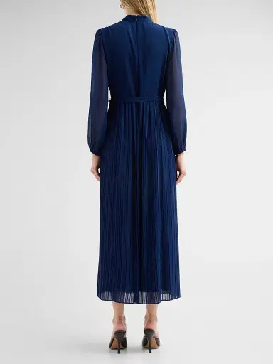 Elie Tahari Women's Adira Pleated A-Line Belted Midi-Dress - Twilight Sky | Thumbnail 3