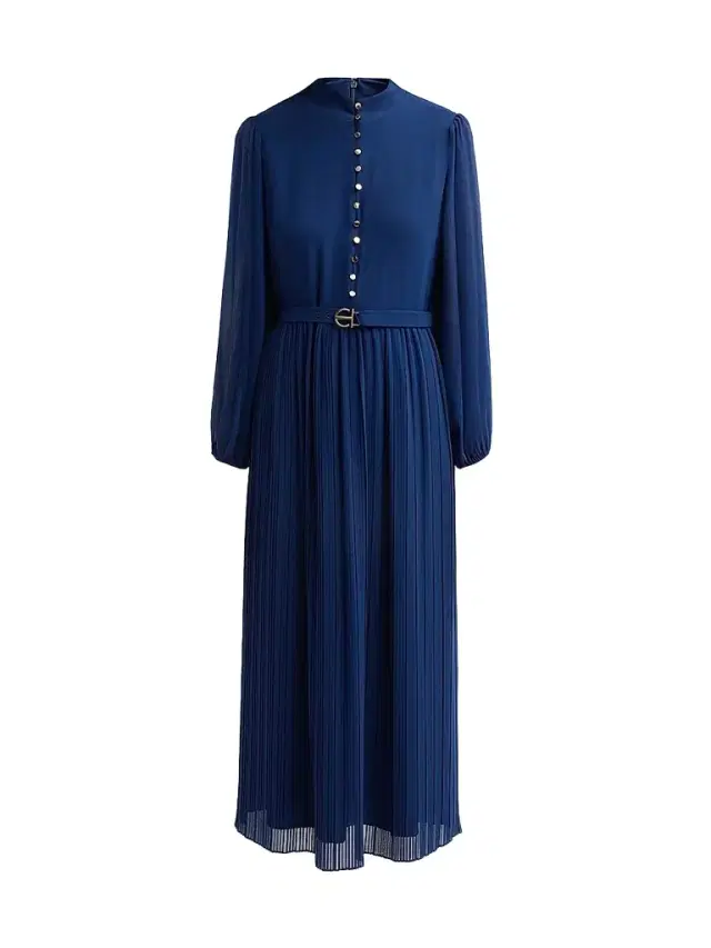Elie Tahari Women's Adira Pleated A-Line Belted Midi-Dress - Twilight Sky
