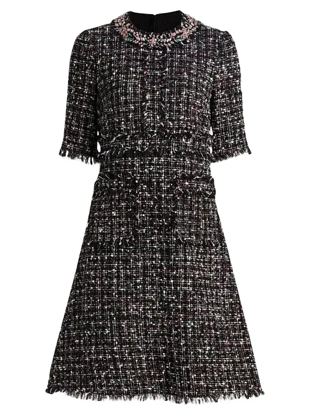 Teri Jon by Rickie Freeman Women's Embellished Tweed Fit & Flare Minidress - Black Multi