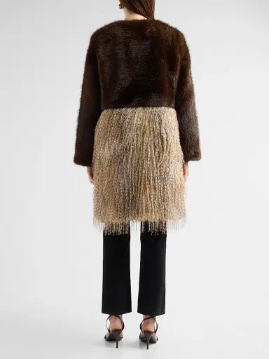 Ramy Brook Women's Beverly Spliced Faux-Fur Jacket - Bone Faux Fur | Thumbnail 3 Ramy Brook Women's Beverly Spliced Faux-Fur Jacket - Bone Faux Fur | Thumbnail 3