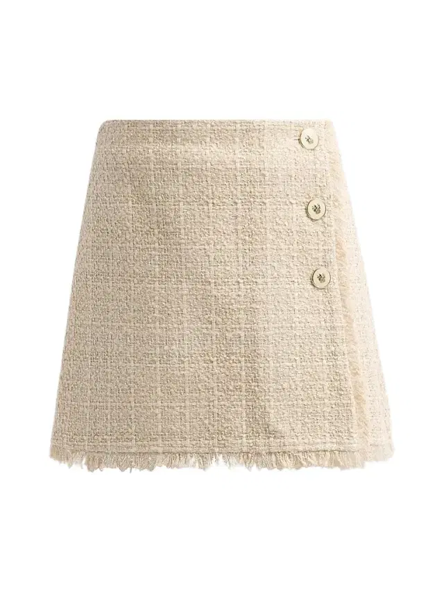 Ramy Brook Women's Connie Tweed Wrap-Front Mini Skirt - Bone