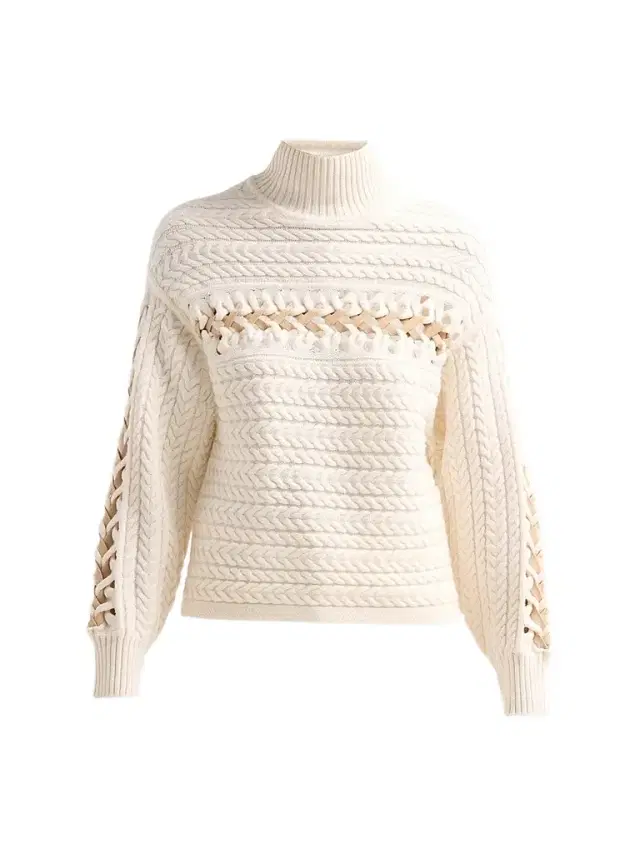 Ramy Brook Women's Nina Wool Threaded-Knit Sweater - Cable