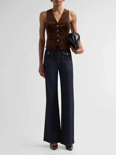 Ramy Brook Women's Noelle Pinstriped Cotton-Blend Vest - Heritage Brown | Thumbnail 2 Ramy Brook Women's Noelle Pinstriped Cotton-Blend Vest - Heritage Brown | Thumbnail 2