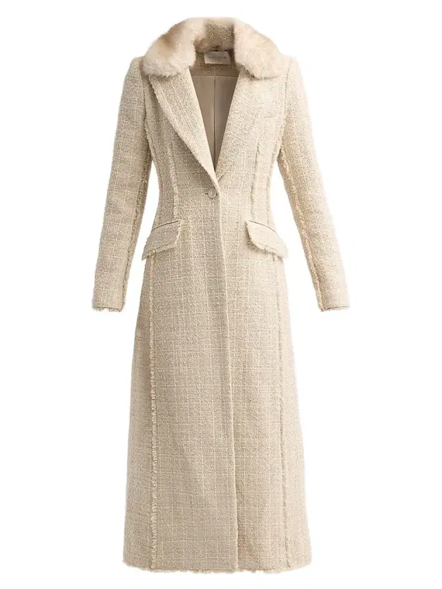 Ramy Brook Women's Betsy Faux-Fur Collar Tweed Longline Coat - Bone