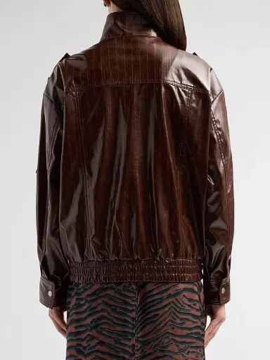 3.1 Phillip Lim Women's Faux-Leather Bomber Jacket - Espresso - Size Large | Thumbnail 3 3.1 Phillip Lim Women's Faux-Leather Bomber Jacket - Espresso - Size Large | Thumbnail 3