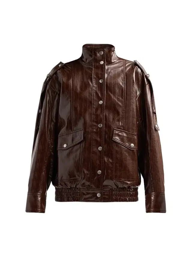 3.1 Phillip Lim Women's Faux-Leather Bomber Jacket - Espresso - Size Large