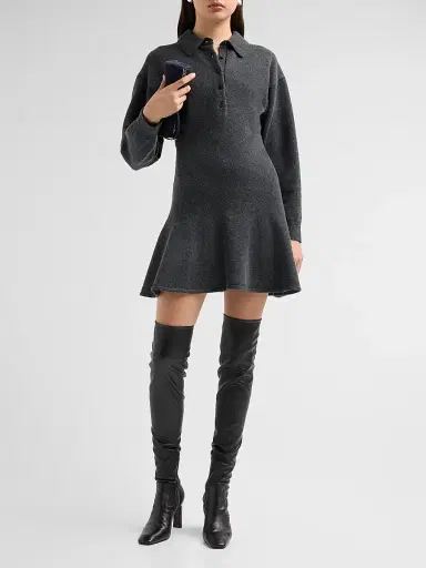 3.1 Phillip Lim Women's Wool-Blend Mini Polo Dress - Charcoal - Size Large | Thumbnail 2 3.1 Phillip Lim Women's Wool-Blend Mini Polo Dress - Charcoal - Size Large | Thumbnail 2