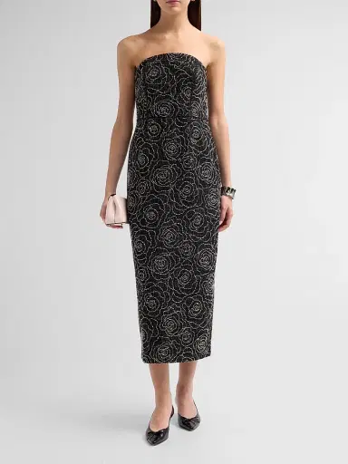 Milly Women's Kait Beaded Midi Dress - Black Silver | Thumbnail 2