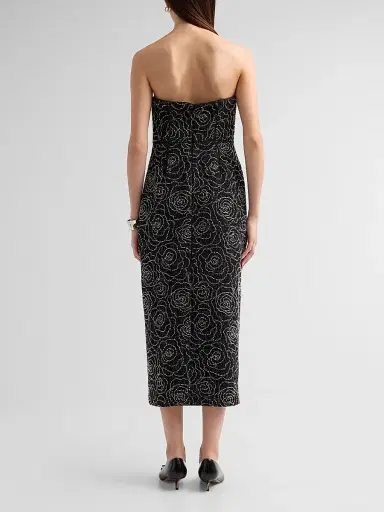 Milly Women's Kait Beaded Midi Dress - Black Silver | Thumbnail 3