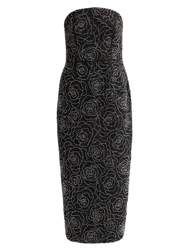Milly Women's Kait Beaded Midi Dress - Black Silver | Thumbnail 1