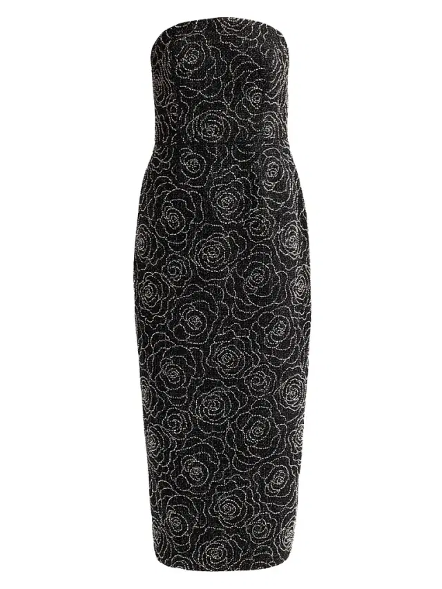 Milly Women's Kait Beaded Midi Dress - Black Silver